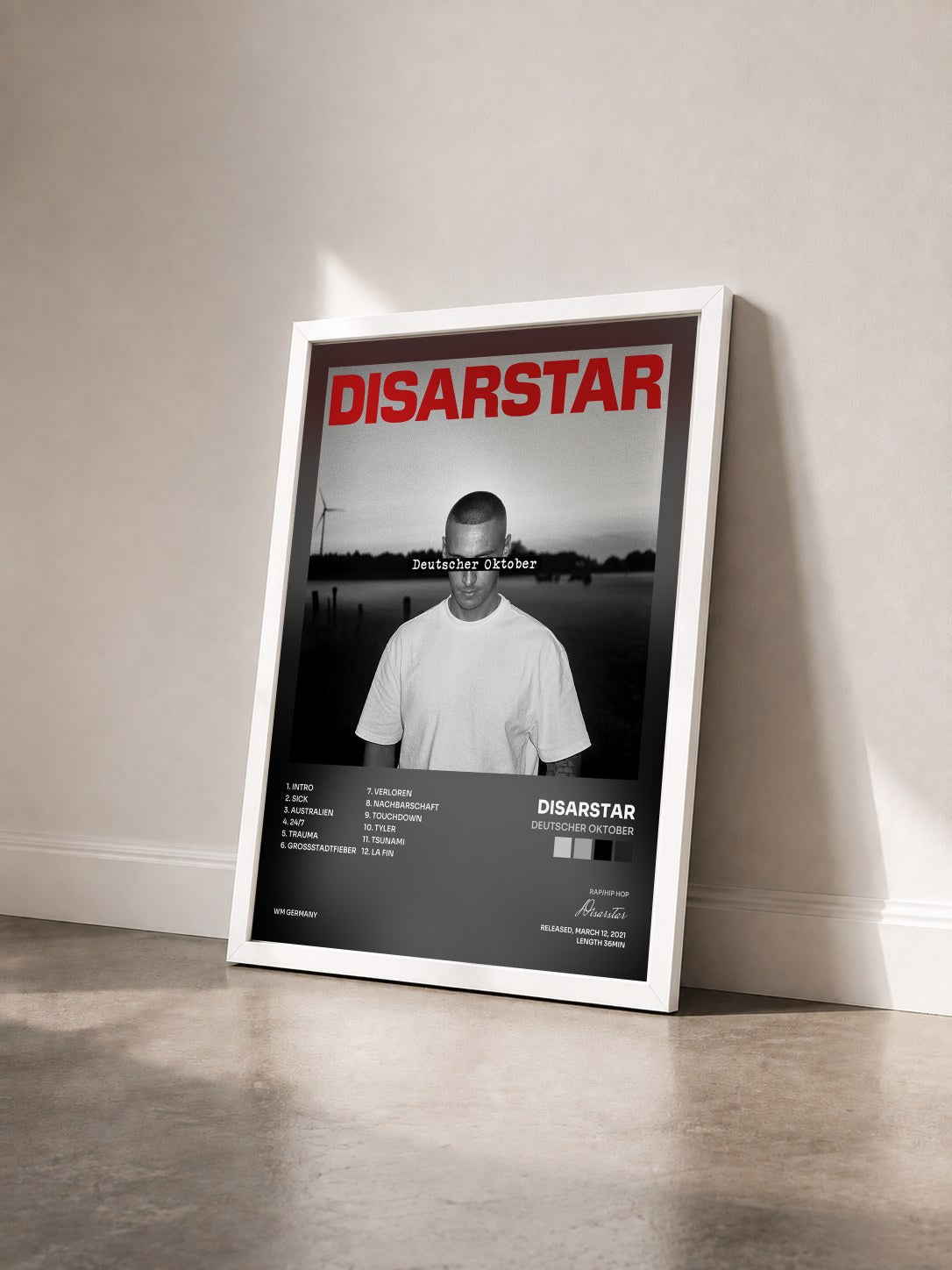 #blanc Tableau de l'album Deutscher Oktober de Disarstar vu de trois quarts, cadre blanc