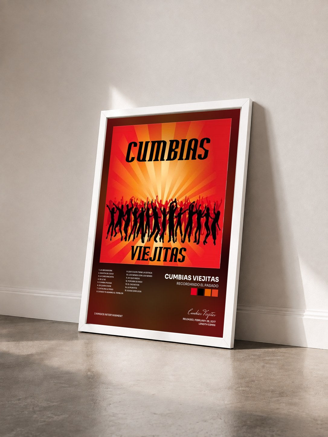 #blanc Tableau de l'album recordando el pasado de Cumbias Viejitas vu de trois quarts, cadre blanc