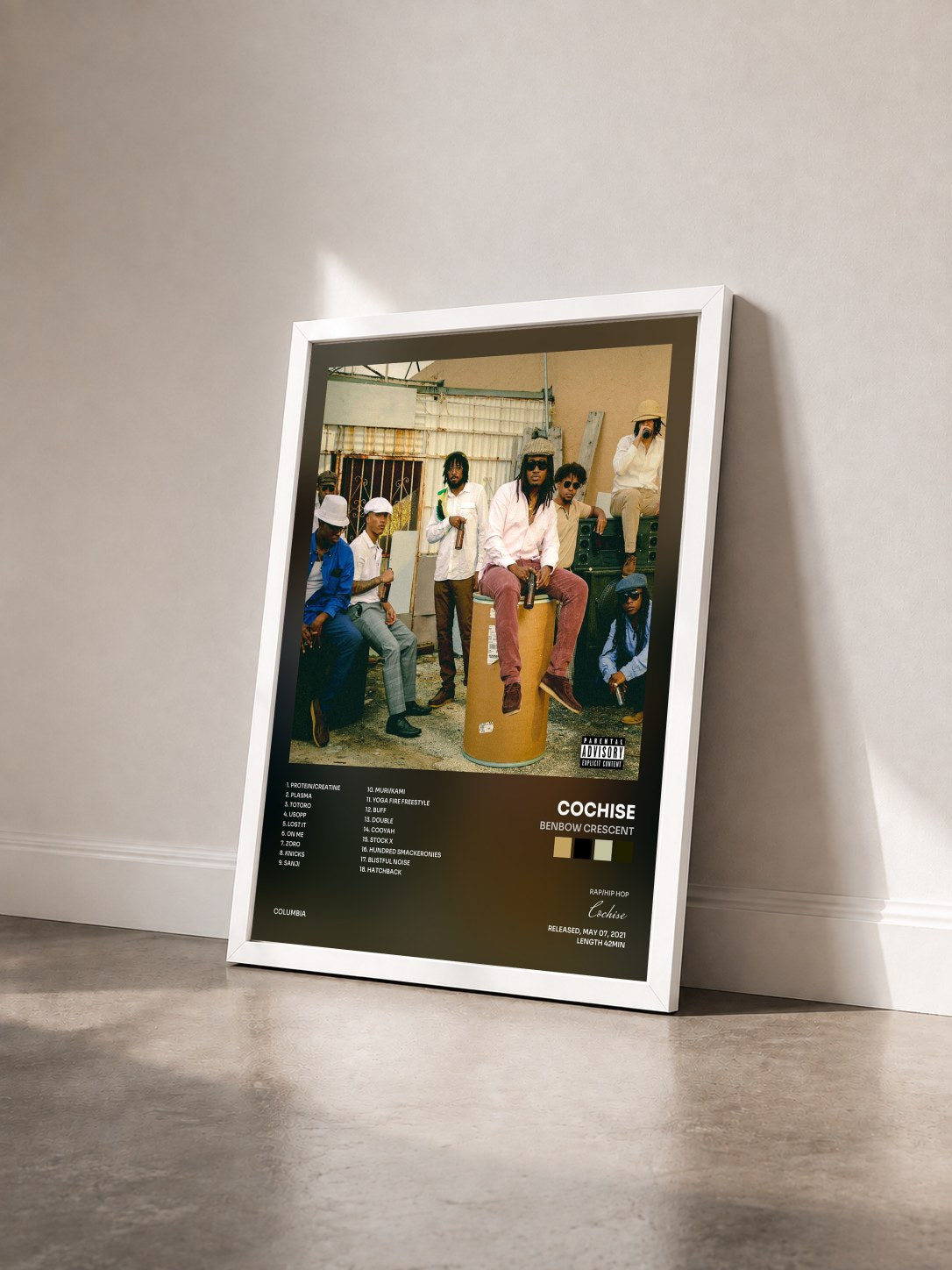 #blanc Tableau de l'album Benbow Crescent de Cochise vu de trois quarts, cadre blanc