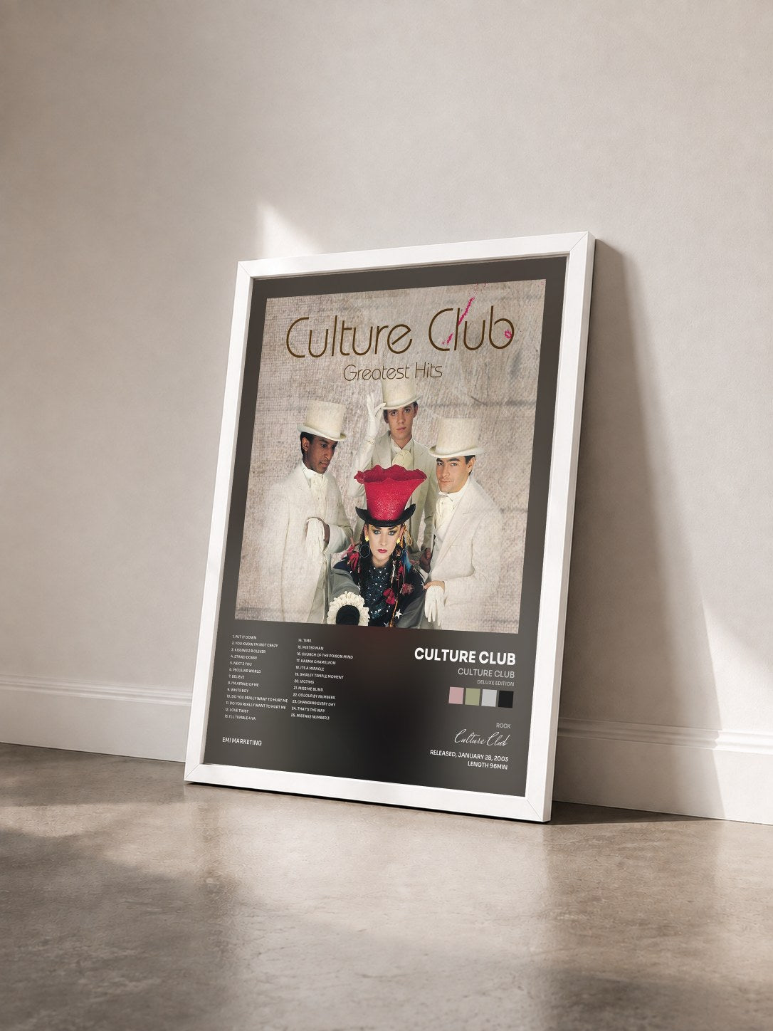 #blanc Tableau de l'album Culture Club (Deluxe Edition) de Culture Club vu de trois quarts, cadre blanc