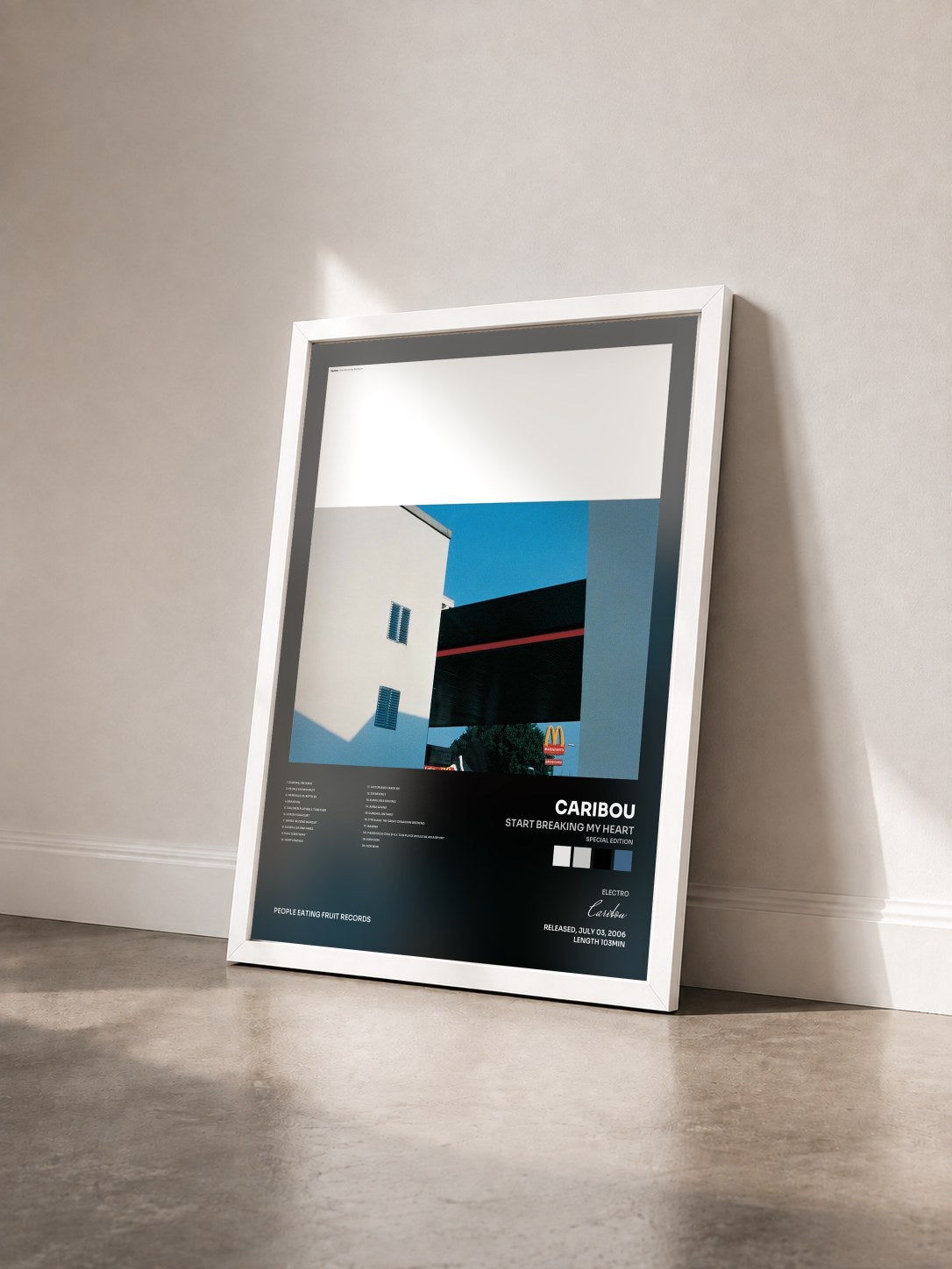 #blanc Tableau de l'album Start Breaking My Heart (Special Edition) de Caribou vu de trois quarts, cadre blanc