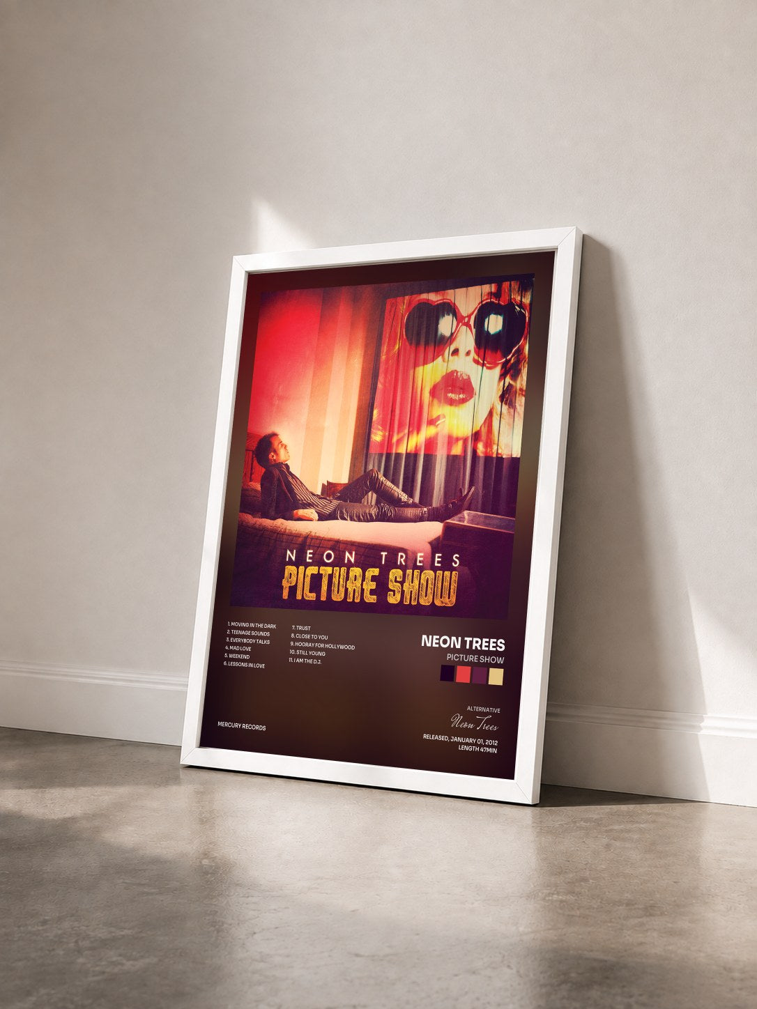 #blanc Tableau de l'album Picture Show de Neon Trees vu de trois quarts, cadre blanc