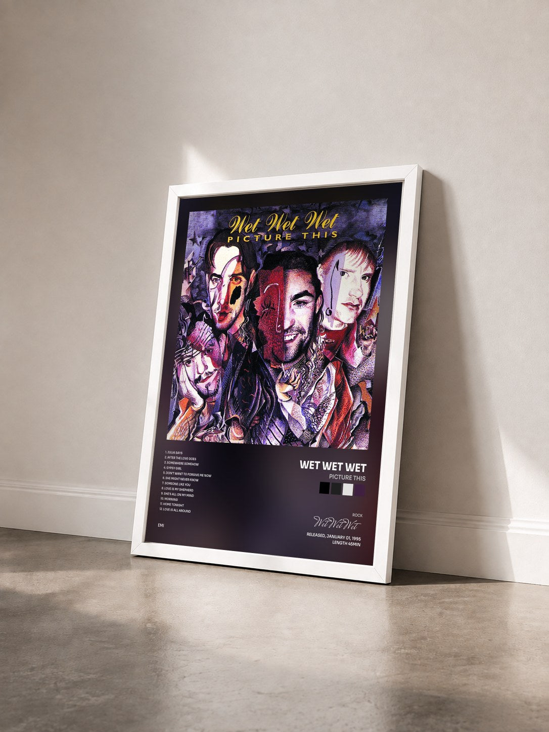 #blanc Tableau de l'album Picture This de Wet Wet Wet vu de trois quarts, cadre blanc