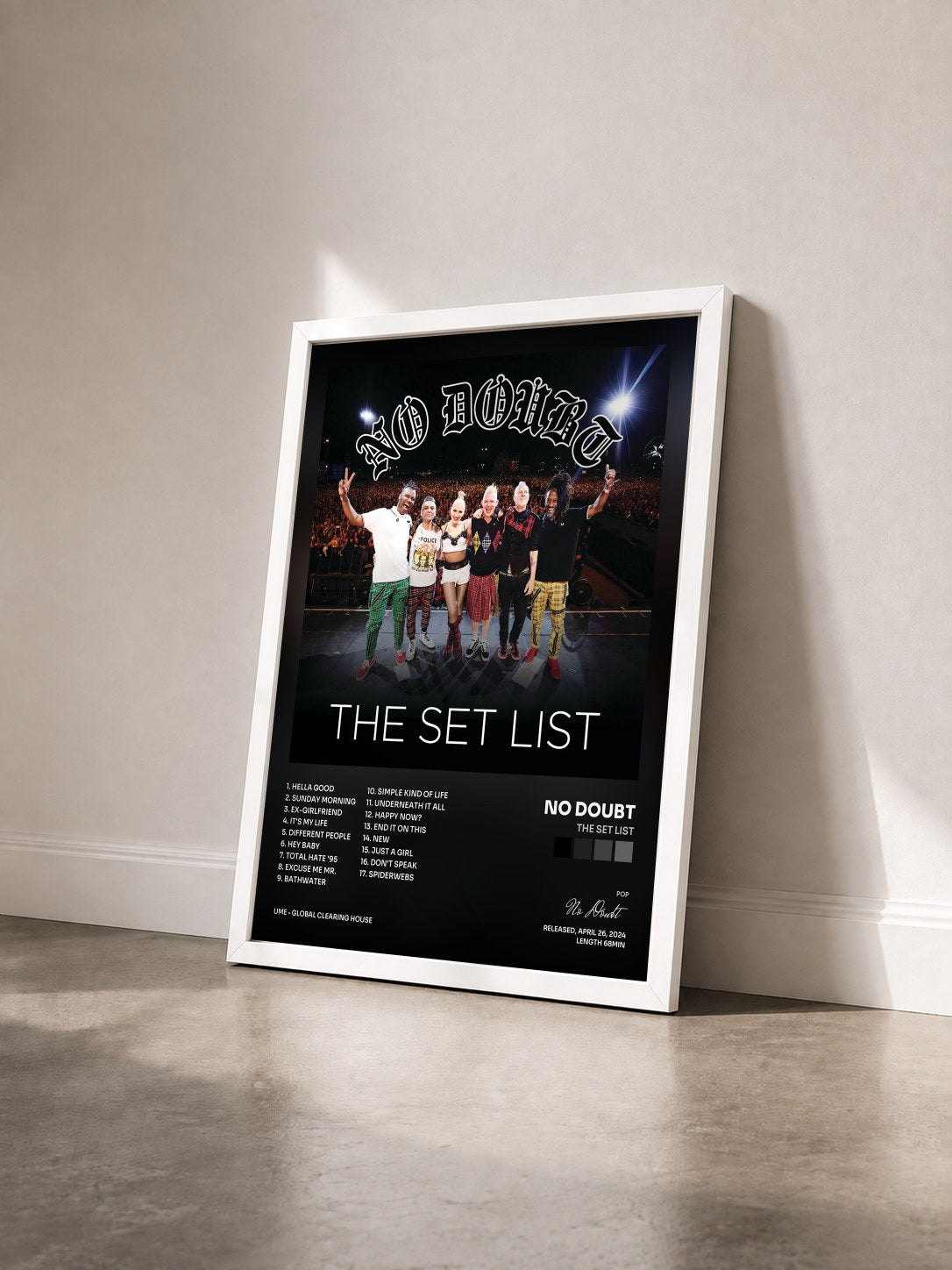#blanc Tableau de l'album The Set List de No Doubt vu de trois quarts, cadre blanc