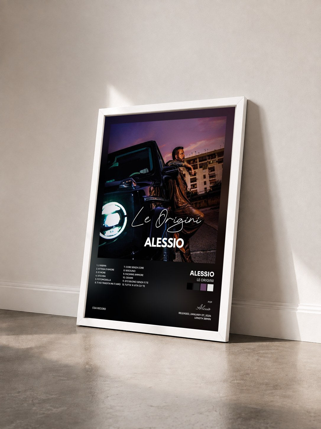 #blanc Tableau de l'album Le Origini de Alessio vu de trois quarts, cadre blanc
