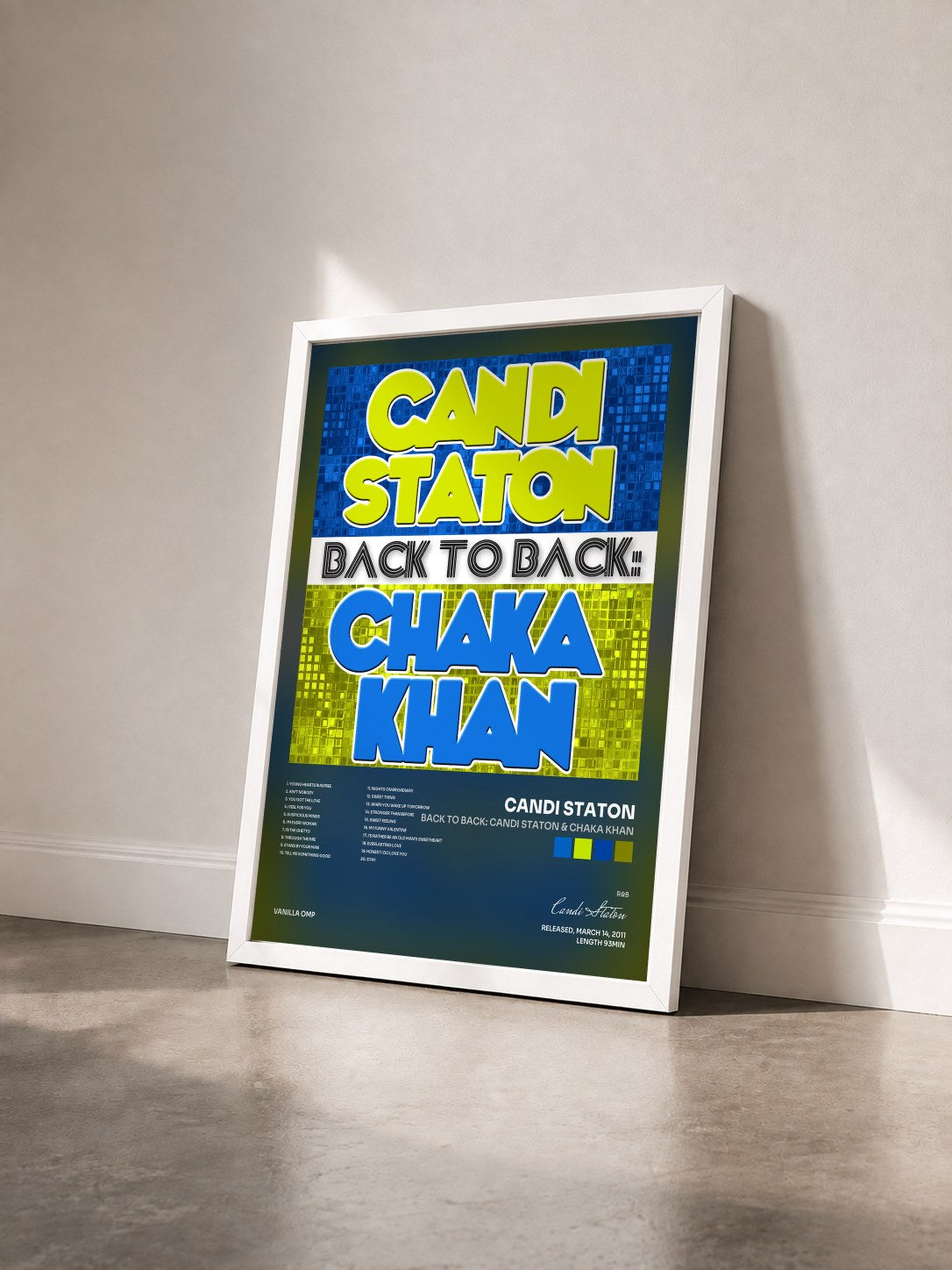 #blanc Tableau de l'album Back To Back: Candi Staton & Chaka Khan de Candi Staton vu de trois quarts, cadre blanc