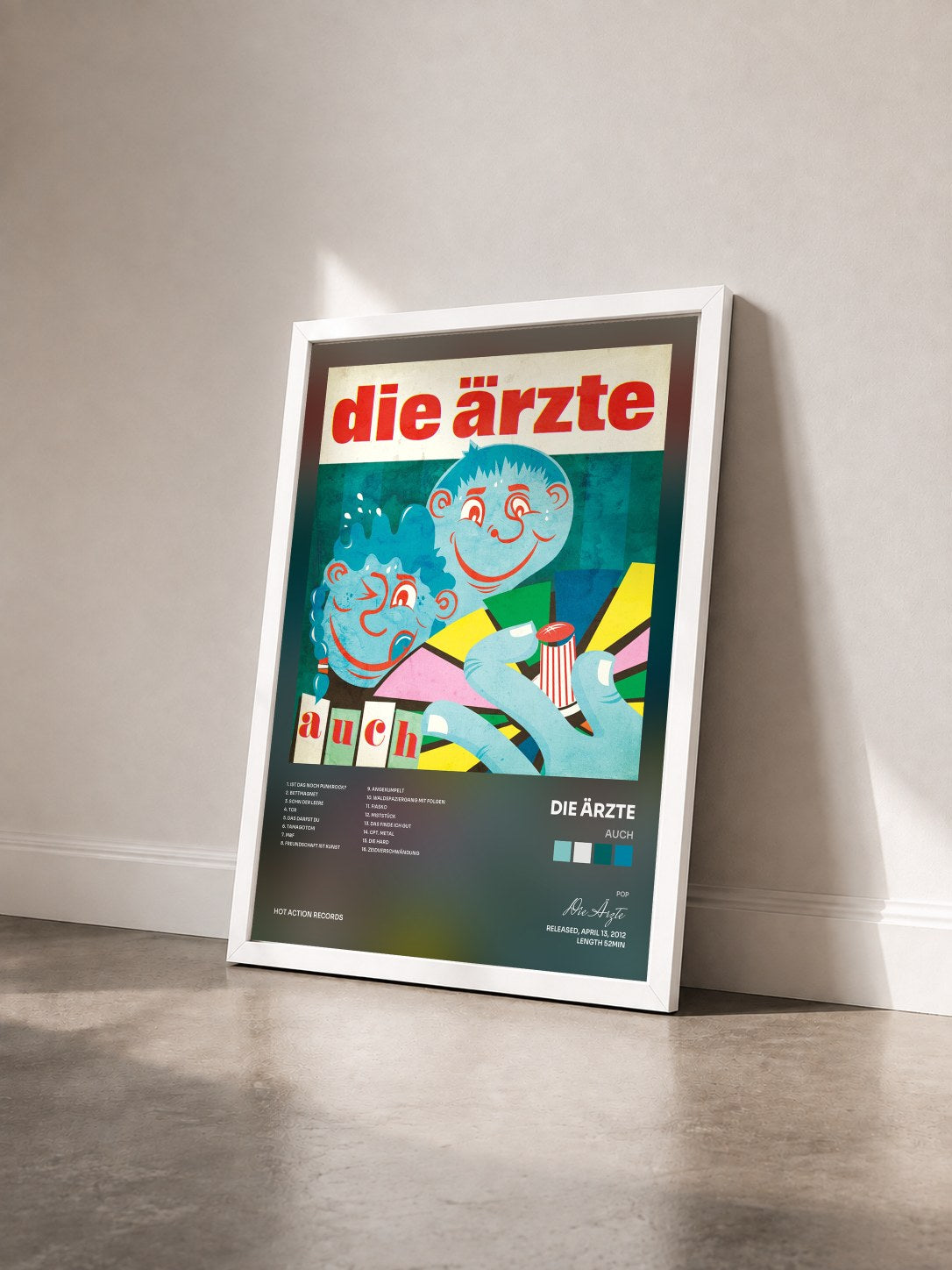 #blanc Tableau de l'album auch de Die Ärzte vu de trois quarts, cadre blanc