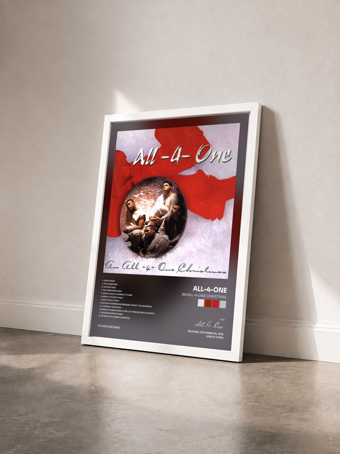 #blanc Tableau de l'album An All-4-One Christmas de All-4-One vu de trois quarts, cadre blanc