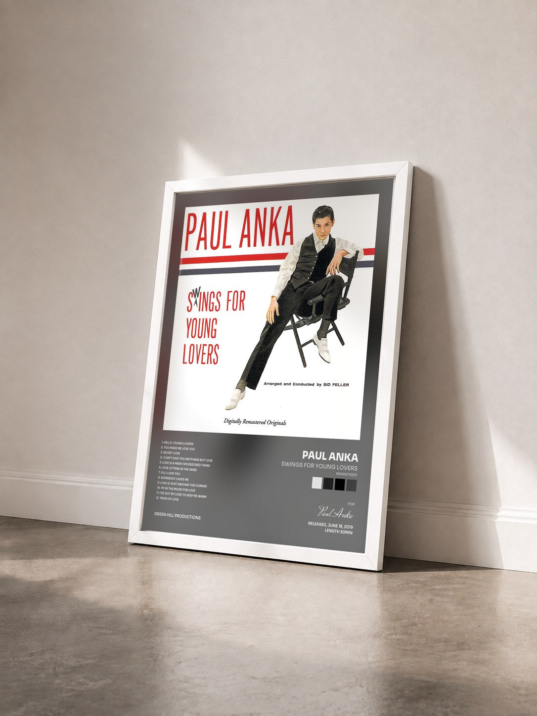 #blanc Tableau de l'album Swings For Young Lovers (Remastered) de Paul Anka vu de trois quarts, cadre blanc