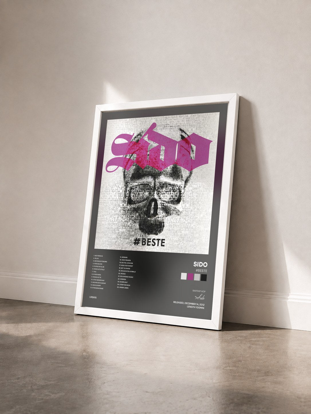 #blanc Tableau de l'album #Beste de Sido vu de trois quarts, cadre blanc