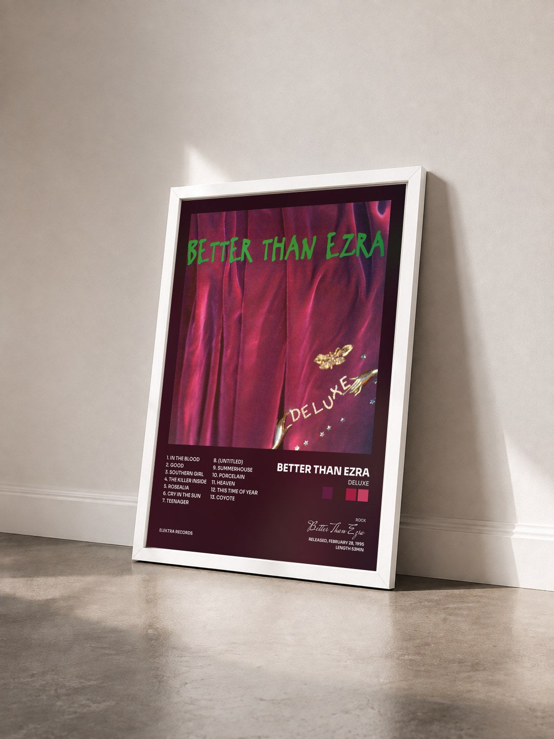 #blanc Tableau de l'album Deluxe de Better Than Ezra vu de trois quarts, cadre blanc