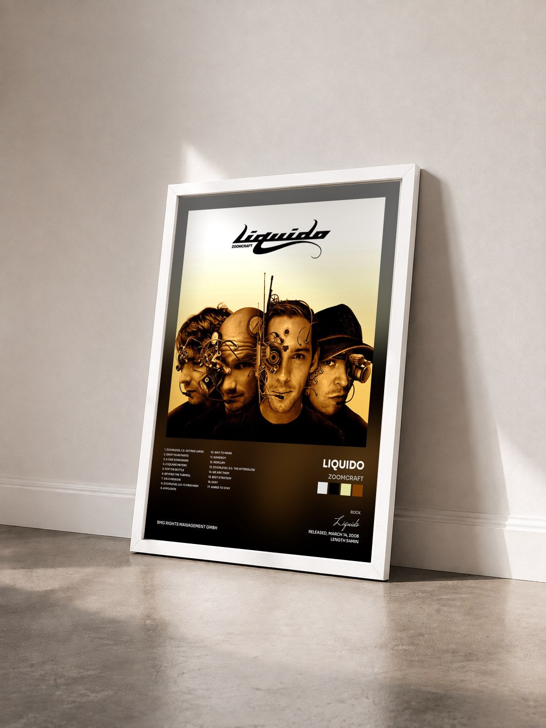 #blanc Tableau de l'album Zoomcraft de Liquido vu de trois quarts, cadre blanc