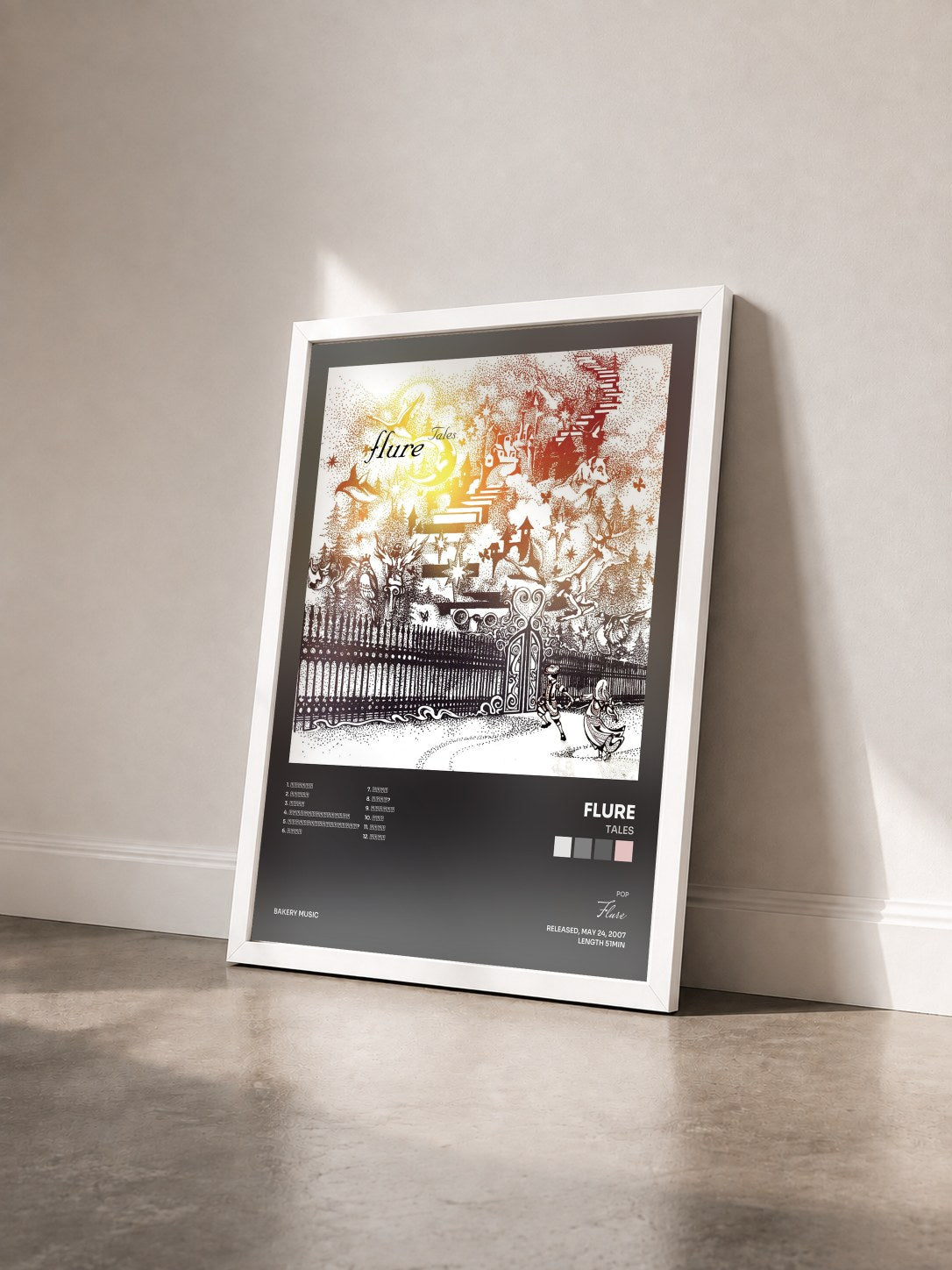 #blanc Tableau de l'album Tales de Flure vu de trois quarts, cadre blanc