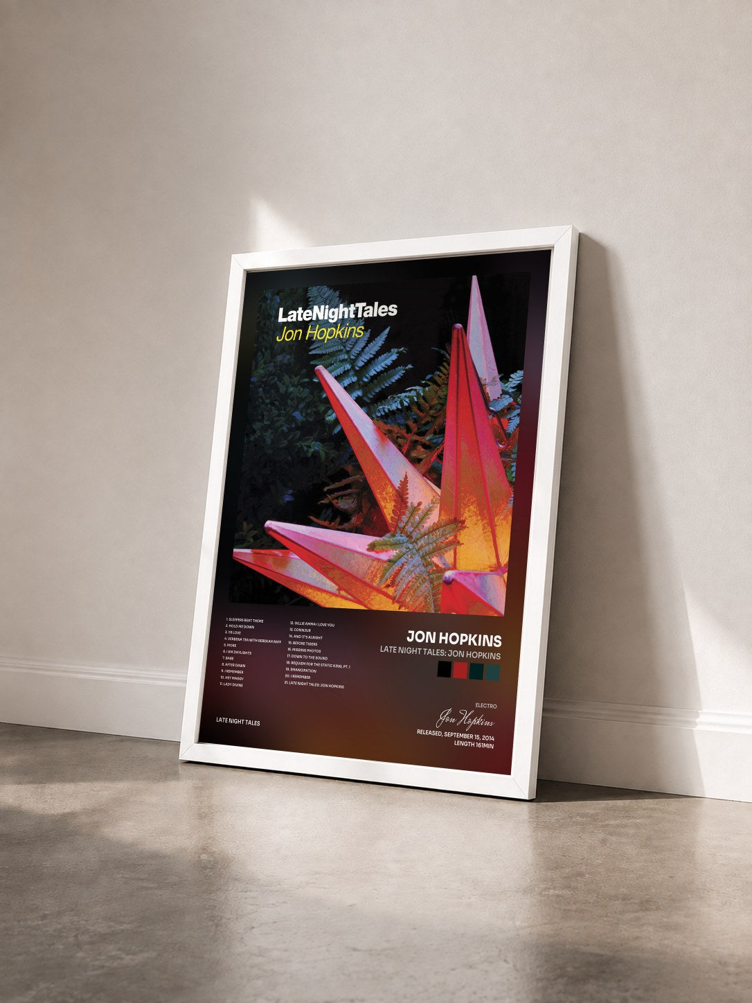 #blanc Tableau de l'album Late Night Tales: Jon Hopkins de Jon Hopkins vu de trois quarts, cadre blanc
