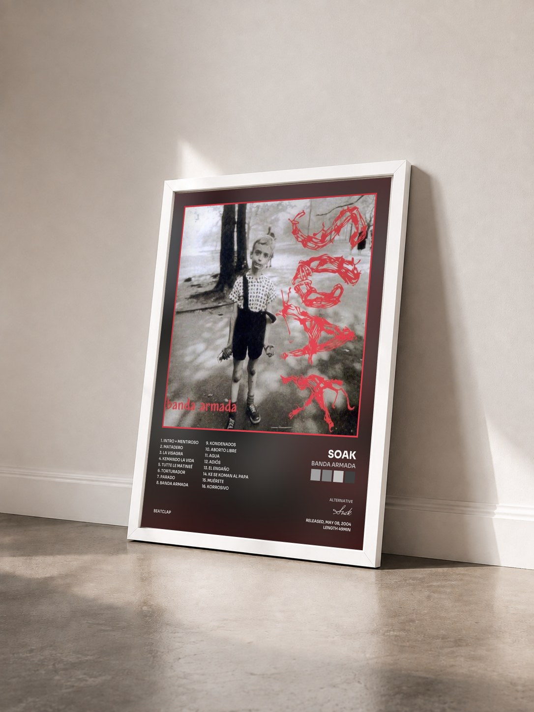 #blanc Tableau de l'album Banda Armada de Soak vu de trois quarts, cadre blanc