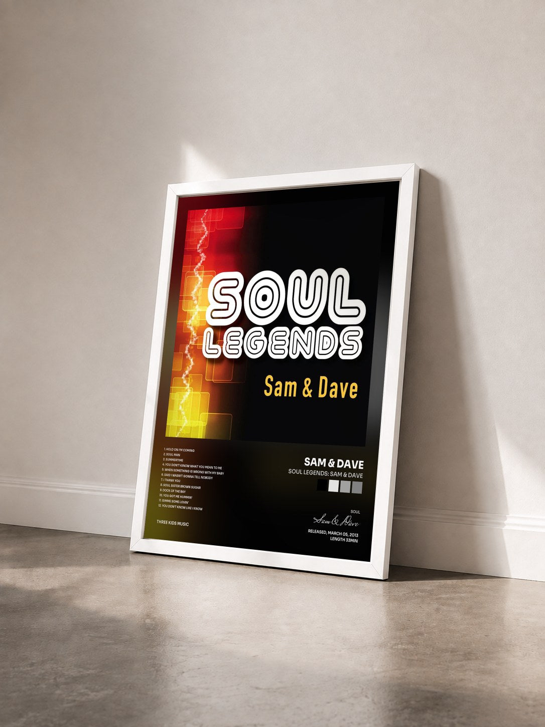 #blanc Tableau de l'album Soul Legends: Sam & Dave de Sam & Dave vu de trois quarts, cadre blanc