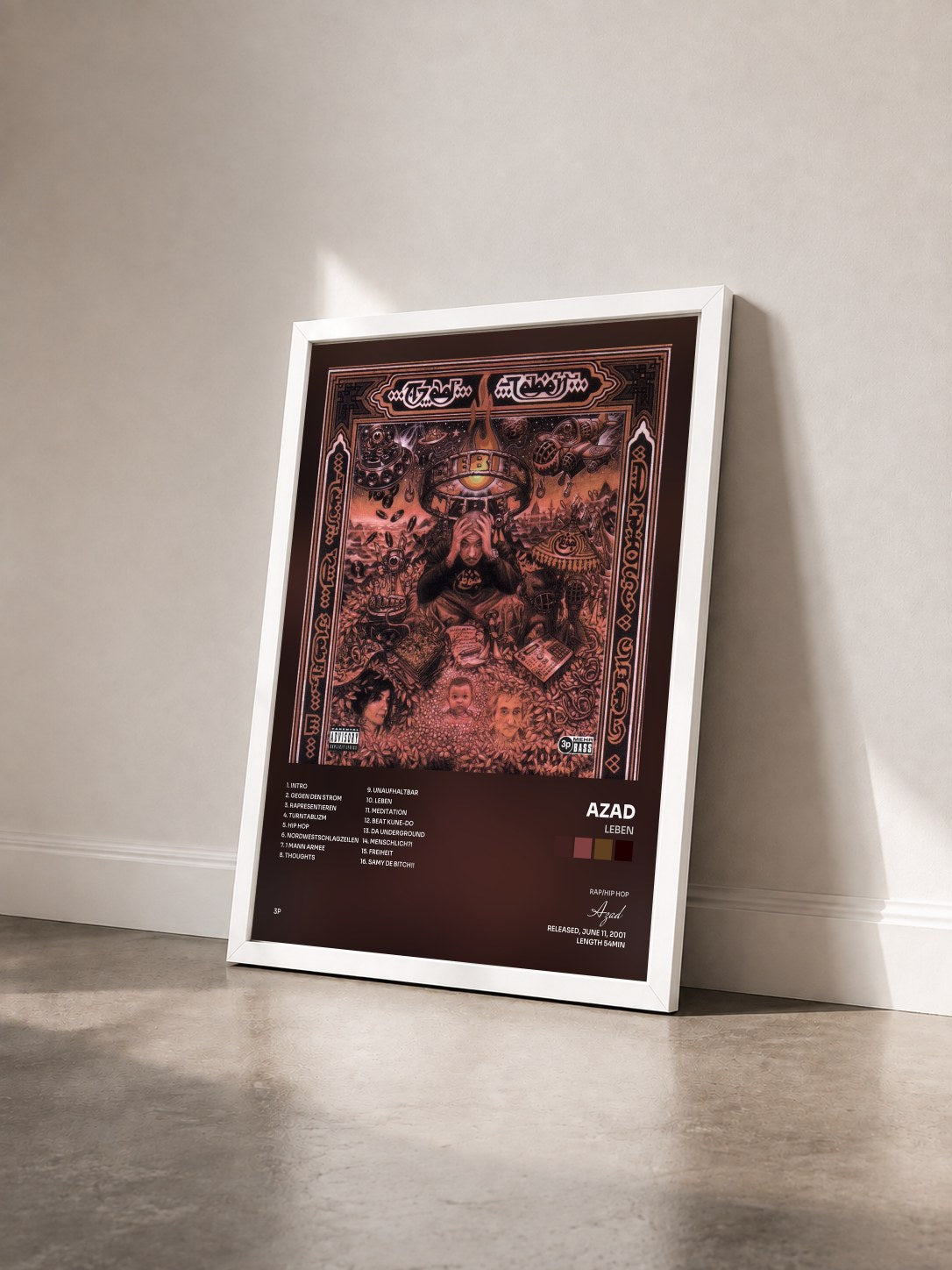 #blanc Tableau de l'album Leben de Azad vu de trois quarts, cadre blanc