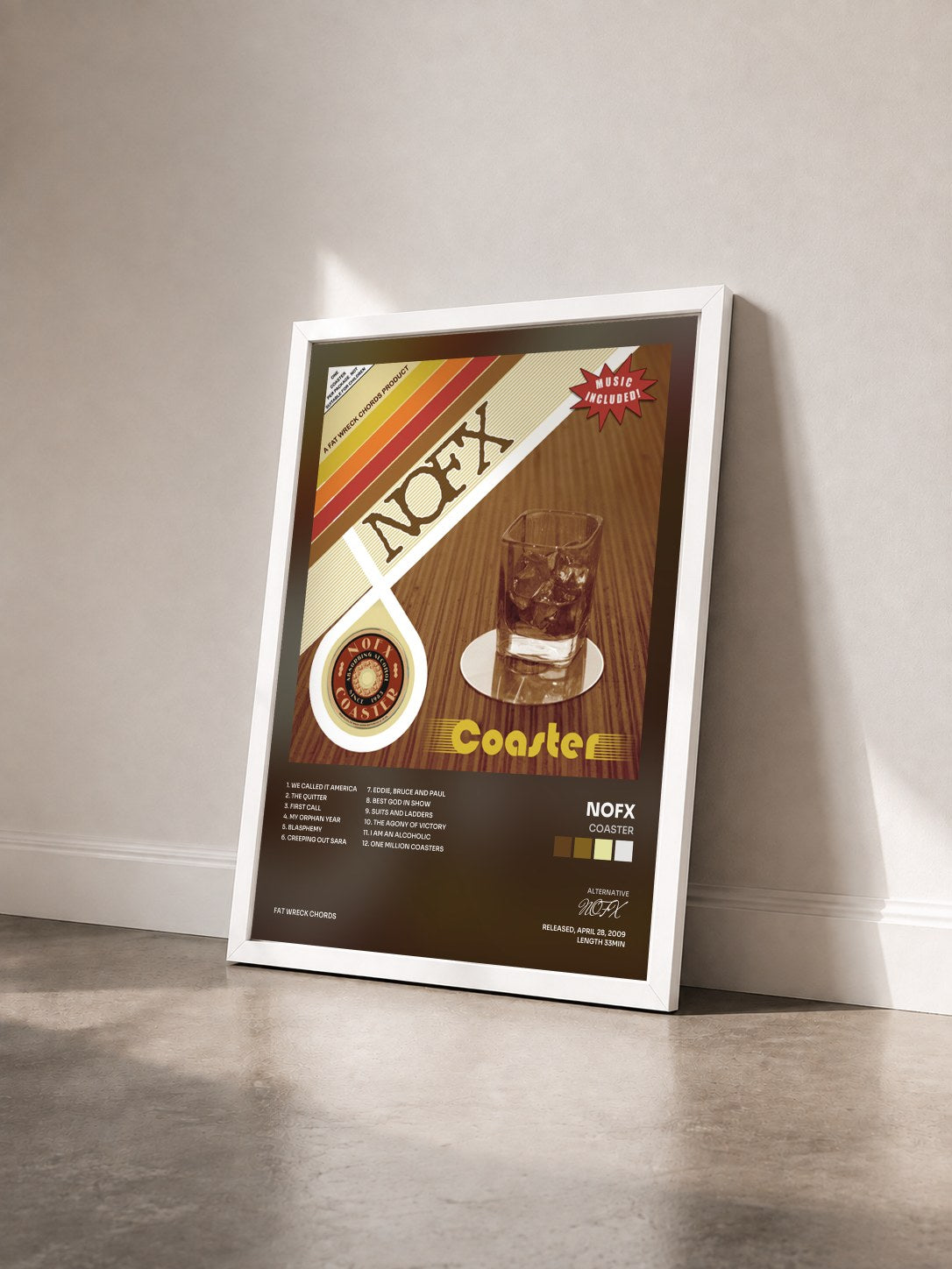 #blanc Tableau de l'album Coaster de NOFX vu de trois quarts, cadre blanc