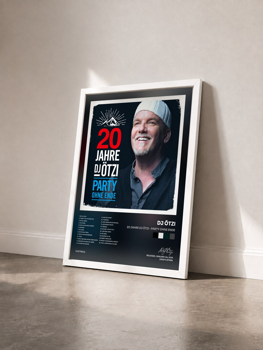 #blanc Tableau de l'album 20 Jahre DJ Ötzi - Party ohne Ende de DJ Ötzi vu de trois quarts, cadre blanc