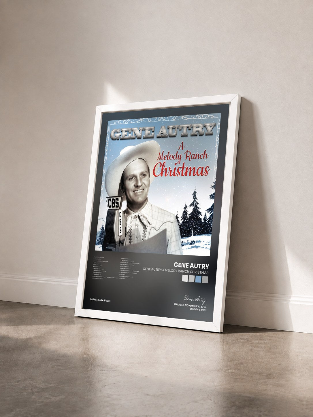 #blanc Tableau de l'album Gene Autry: A Melody Ranch Christmas de Gene Autry vu de trois quarts, cadre blanc