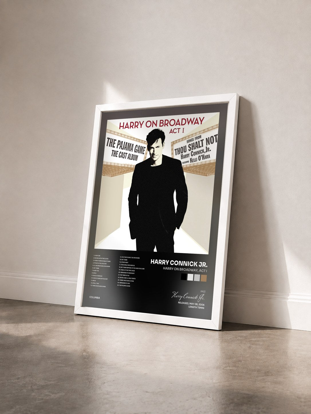 #blanc Tableau de l'album Harry On Broadway, Act I de Harry Connick Jr. vu de trois quarts, cadre blanc