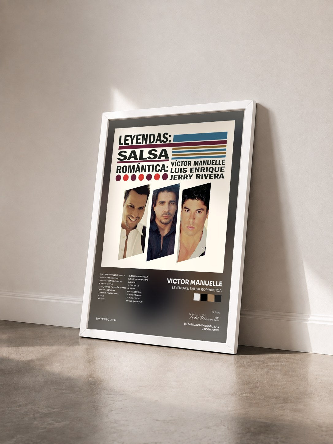 #blanc Tableau de l'album Leyendas: Salsa Romántica de Victor Manuelle vu de trois quarts, cadre blanc