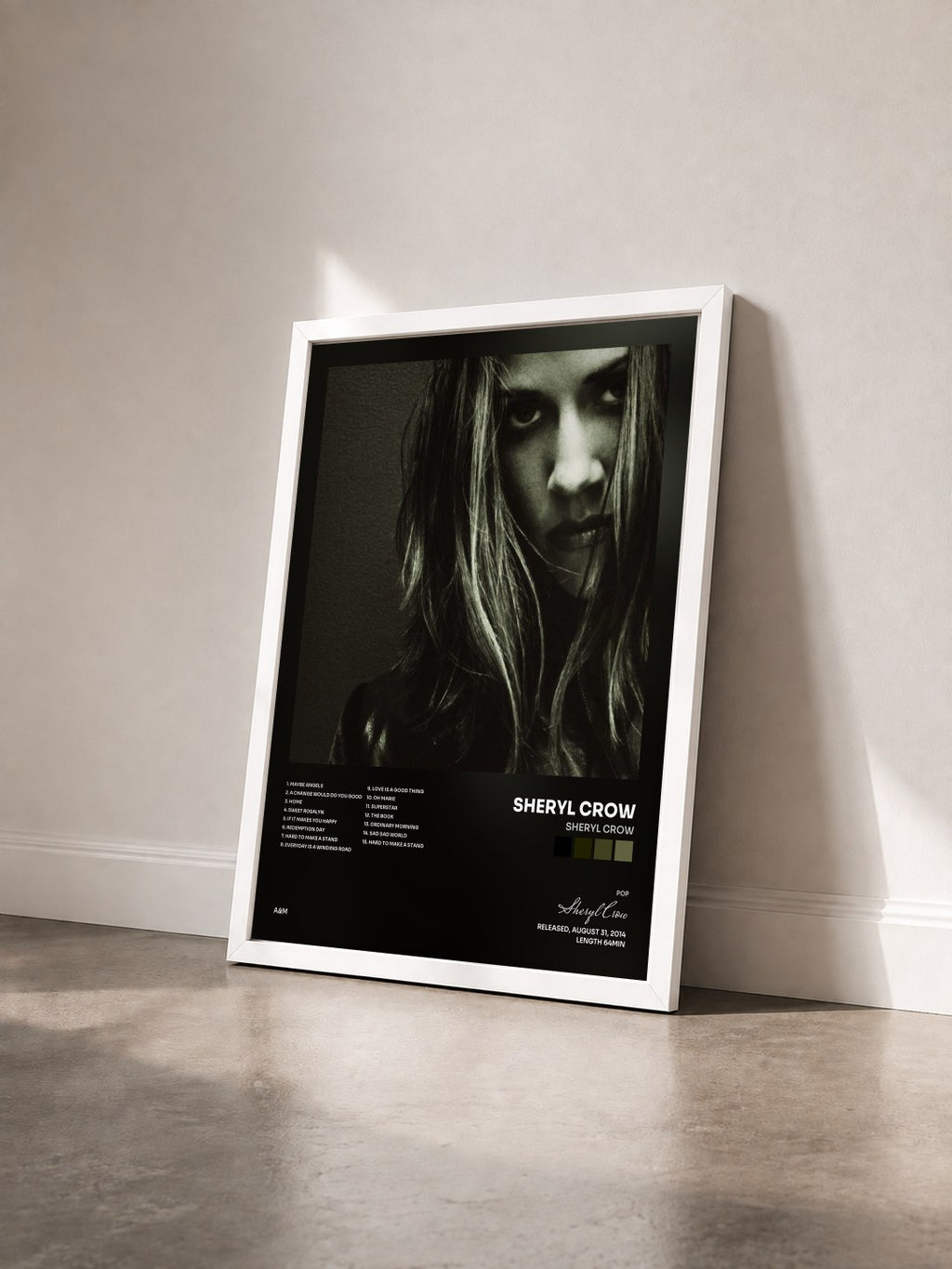 #blanc Tableau de l'album Sheryl Crow de Sheryl Crow vu de trois quarts, cadre blanc