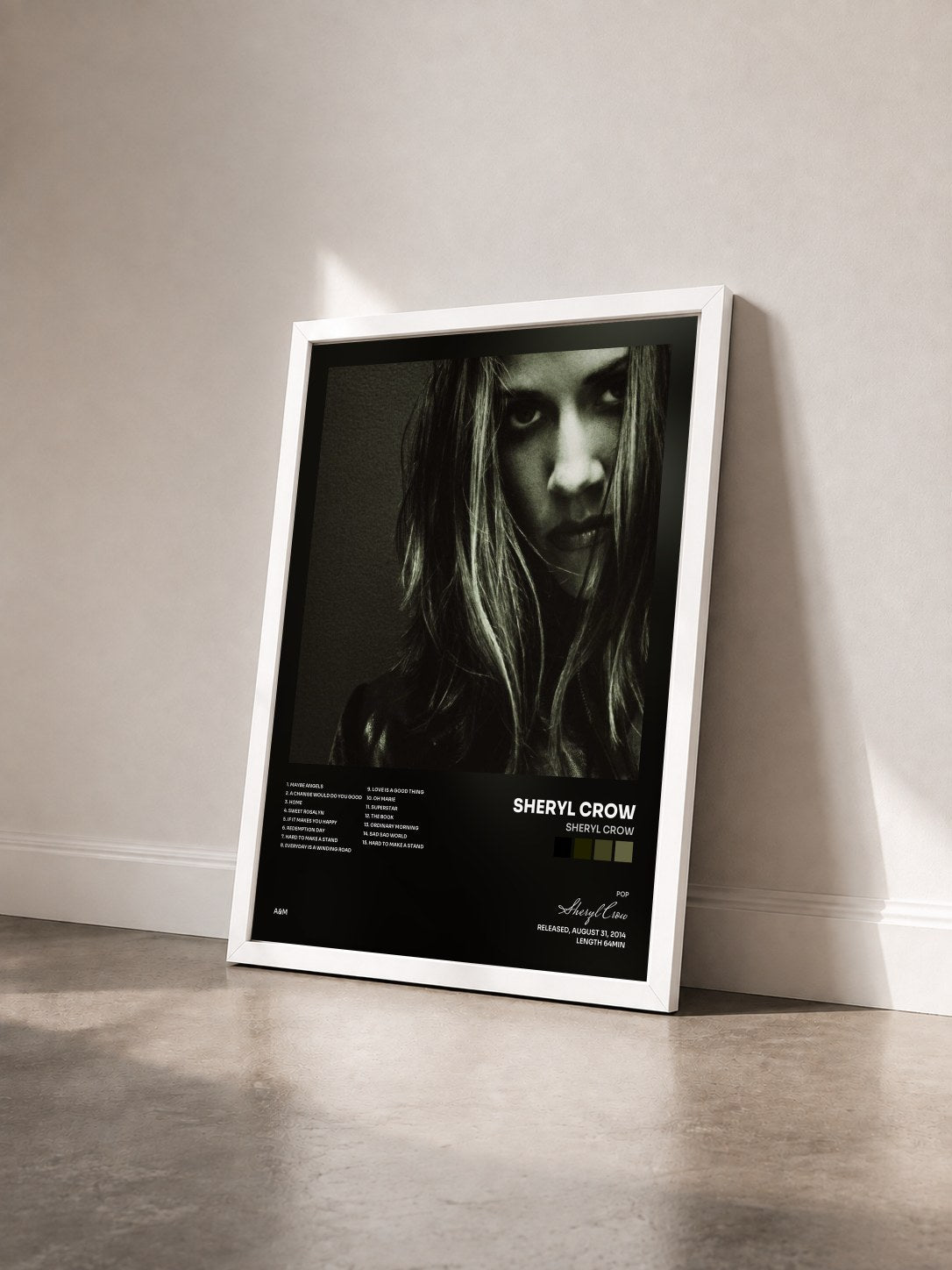 #blanc Tableau de l'album Sheryl Crow de Sheryl Crow vu de trois quarts, cadre blanc