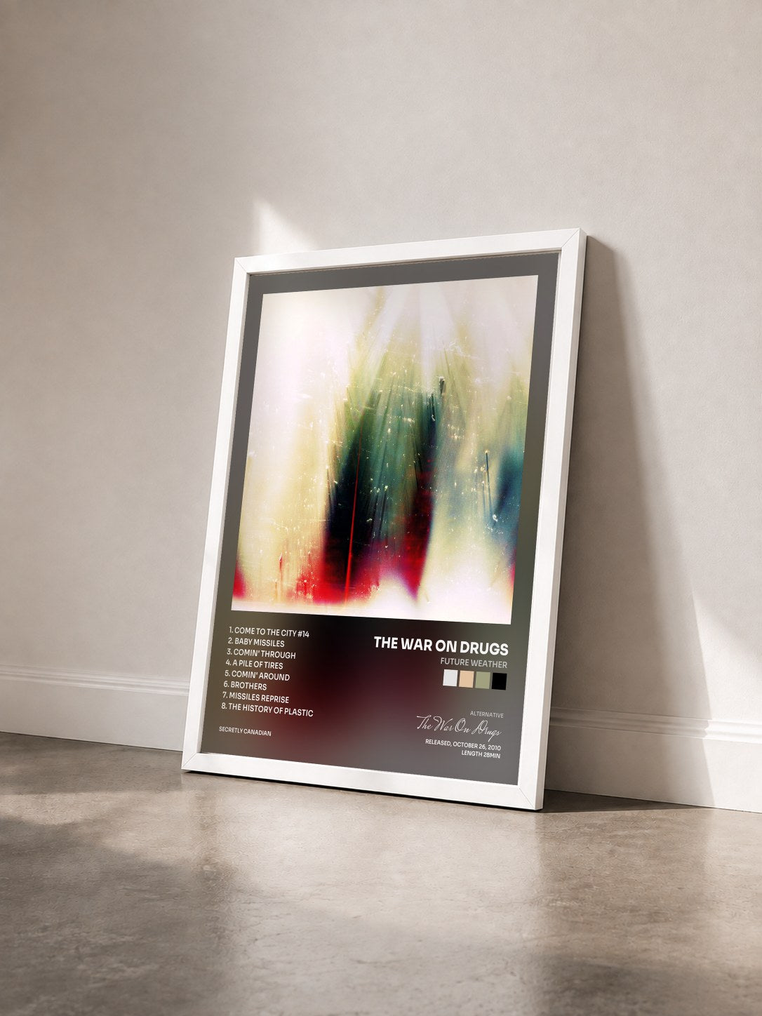 #blanc Tableau de l'album Future Weather de The War On Drugs vu de trois quarts, cadre blanc