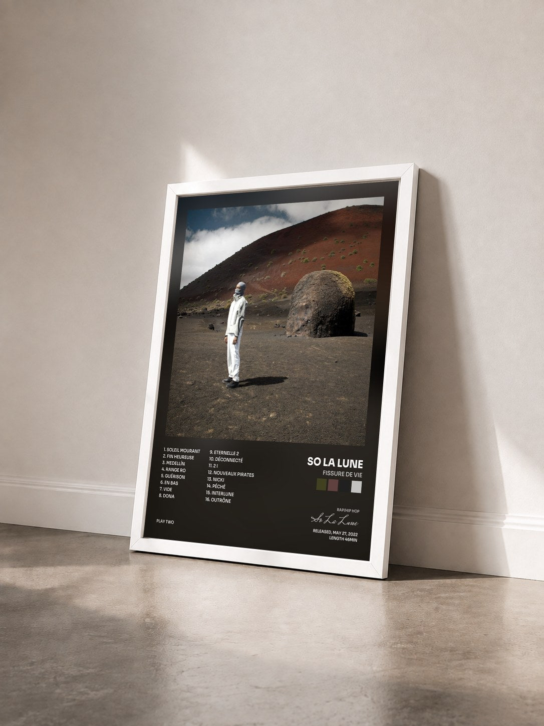 #blanc Tableau de l'album Fissure de vie de So La Lune vu de trois quarts, cadre blanc