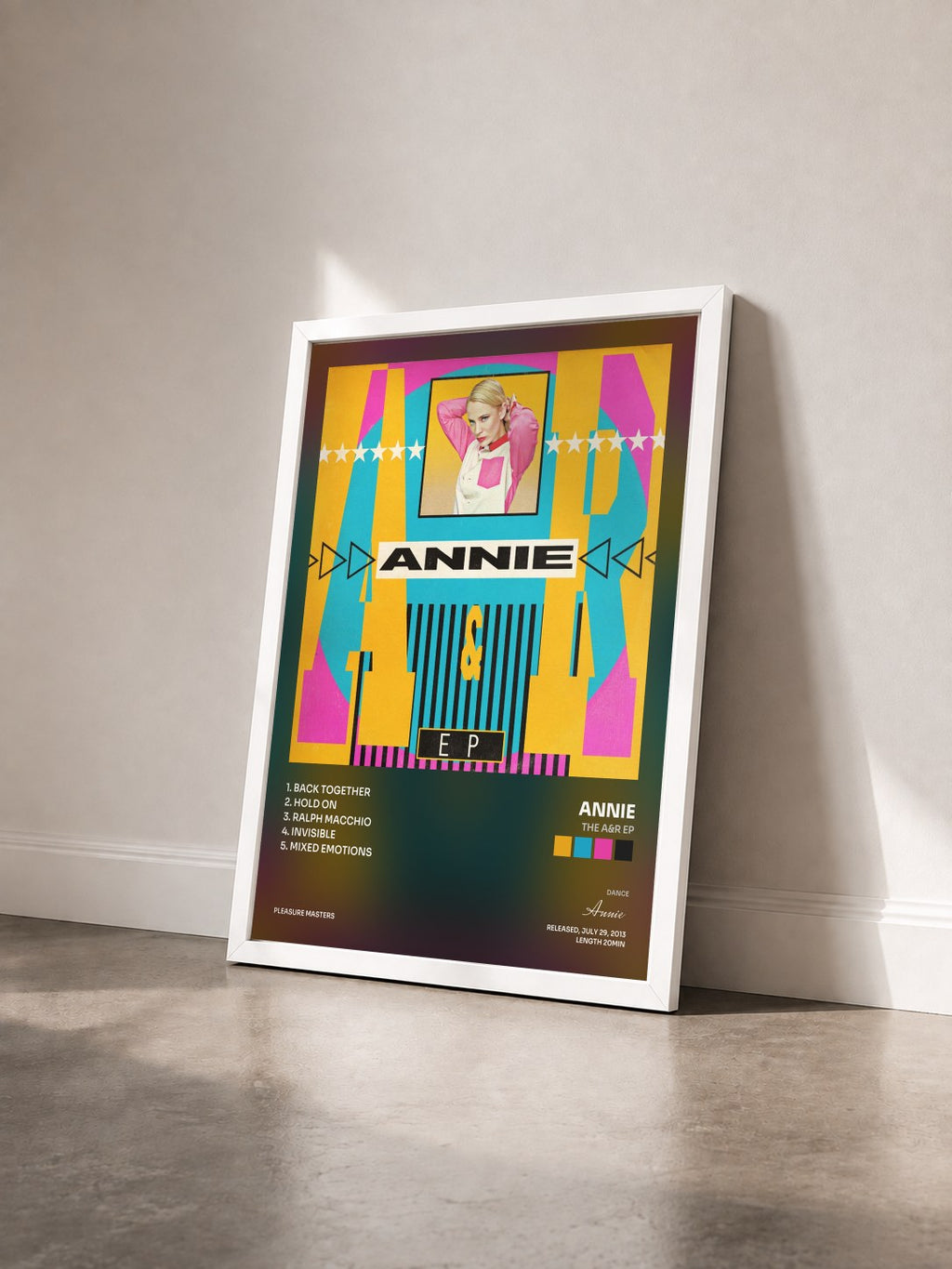 #blanc The A&R EP by Annie as a framed art print seen at an angle, white frame