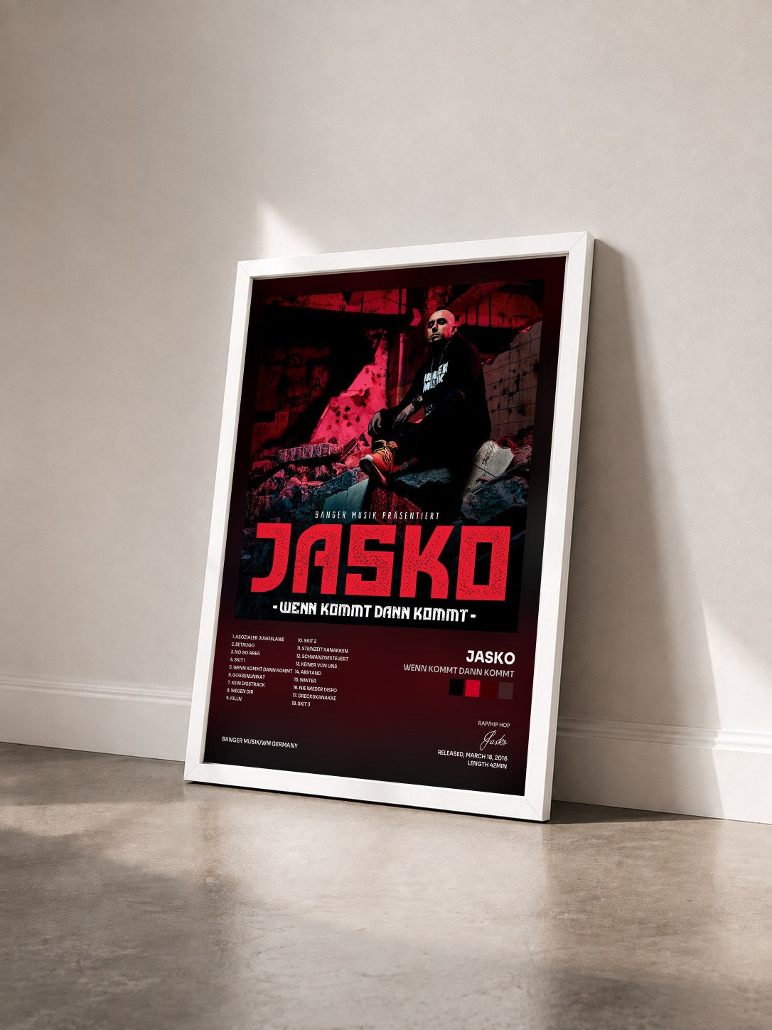 #blanc Tableau de l'album Wenn kommt dann kommt de Jasko vu de trois quarts, cadre blanc