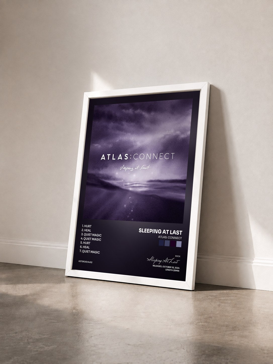 #blanc Tableau de l'album Atlas: Connect de Sleeping At Last vu de trois quarts, cadre blanc