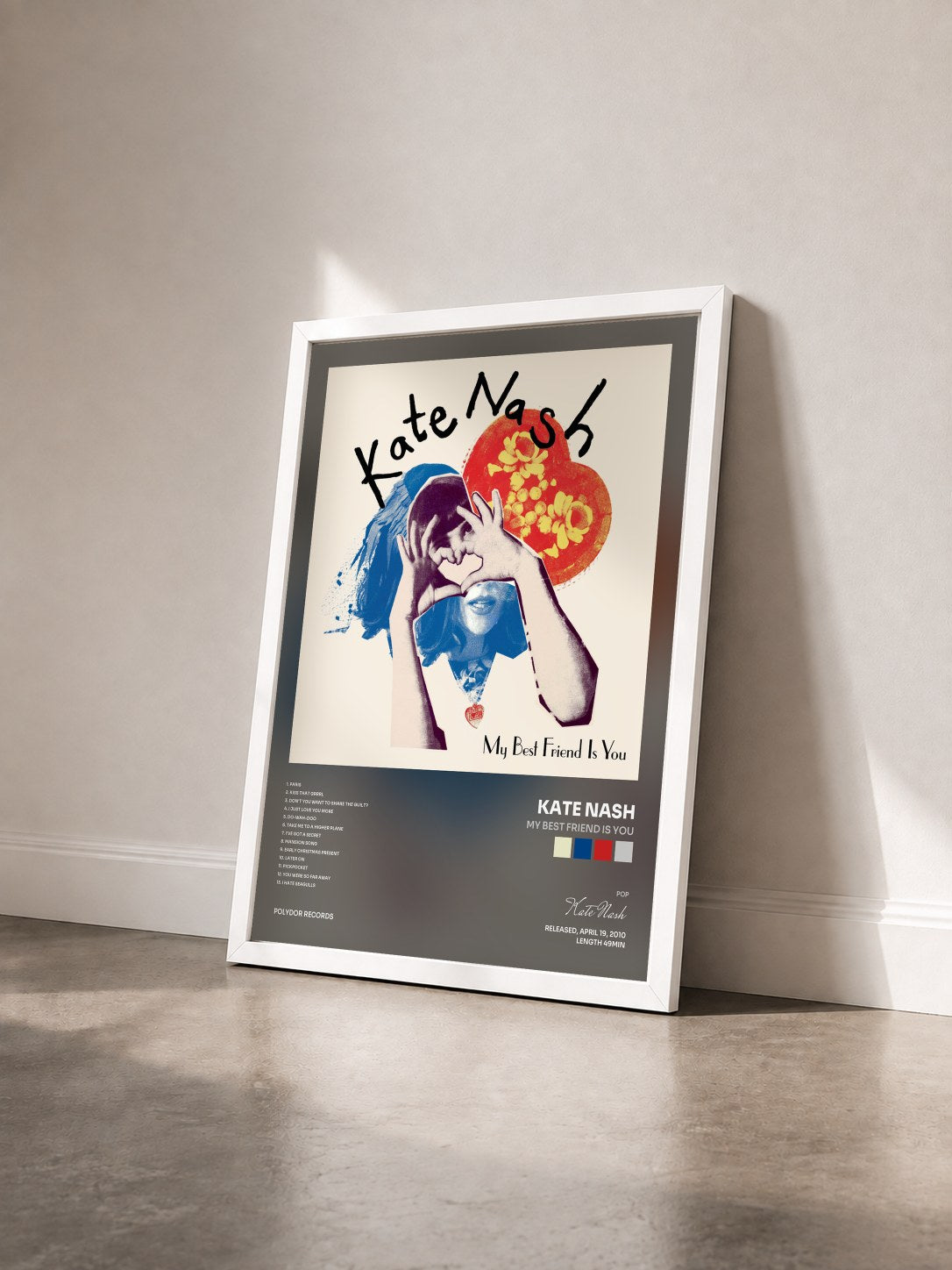 #blanc Tableau de l'album My Best Friend Is You de Kate Nash vu de trois quarts, cadre blanc