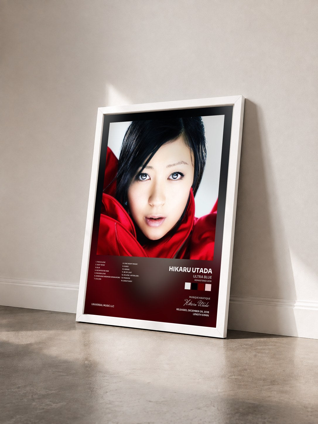 #blanc Tableau de l'album Ultra Blue (Remastered 2018) de Hikaru Utada vu de trois quarts, cadre blanc
