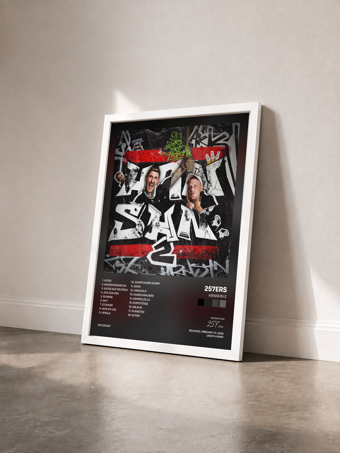 #blanc Tableau de l'album HRNSHN 2 de 257ers vu de trois quarts, cadre blanc