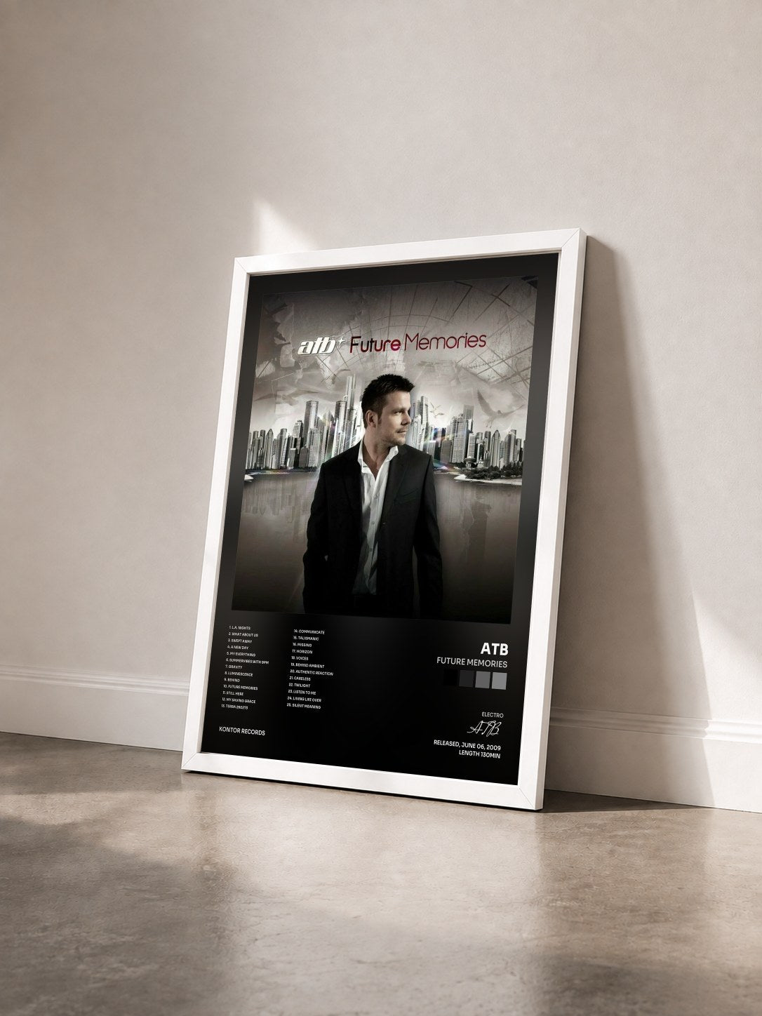 #blanc Tableau de l'album Future Memories de ATB vu de trois quarts, cadre blanc