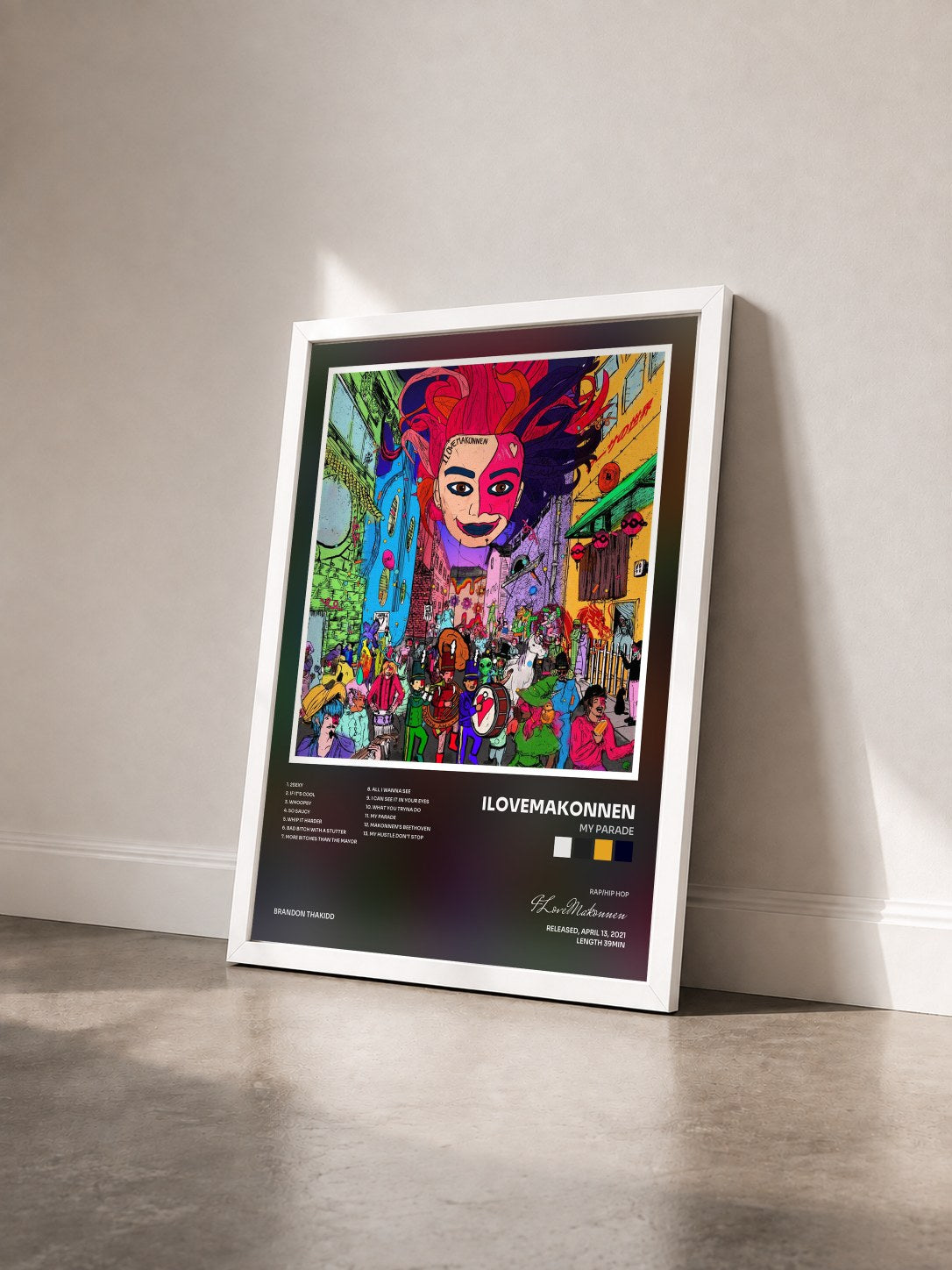 #blanc Tableau de l'album My Parade de ILoveMakonnen vu de trois quarts, cadre blanc