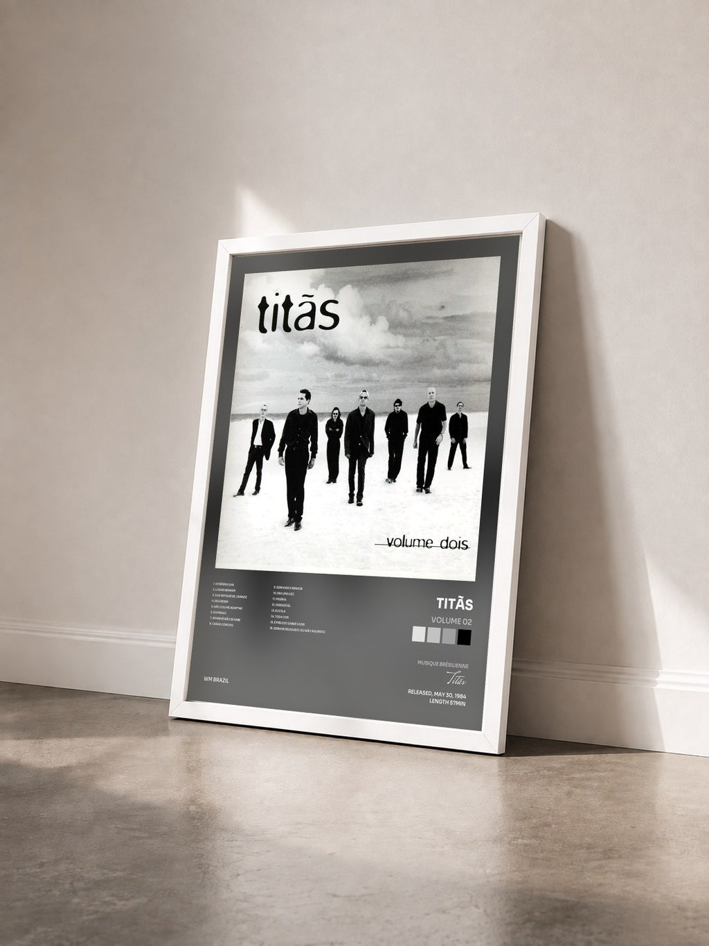 #blanc Tableau de l'album Volume 02 de Titãs vu de trois quarts, cadre blanc