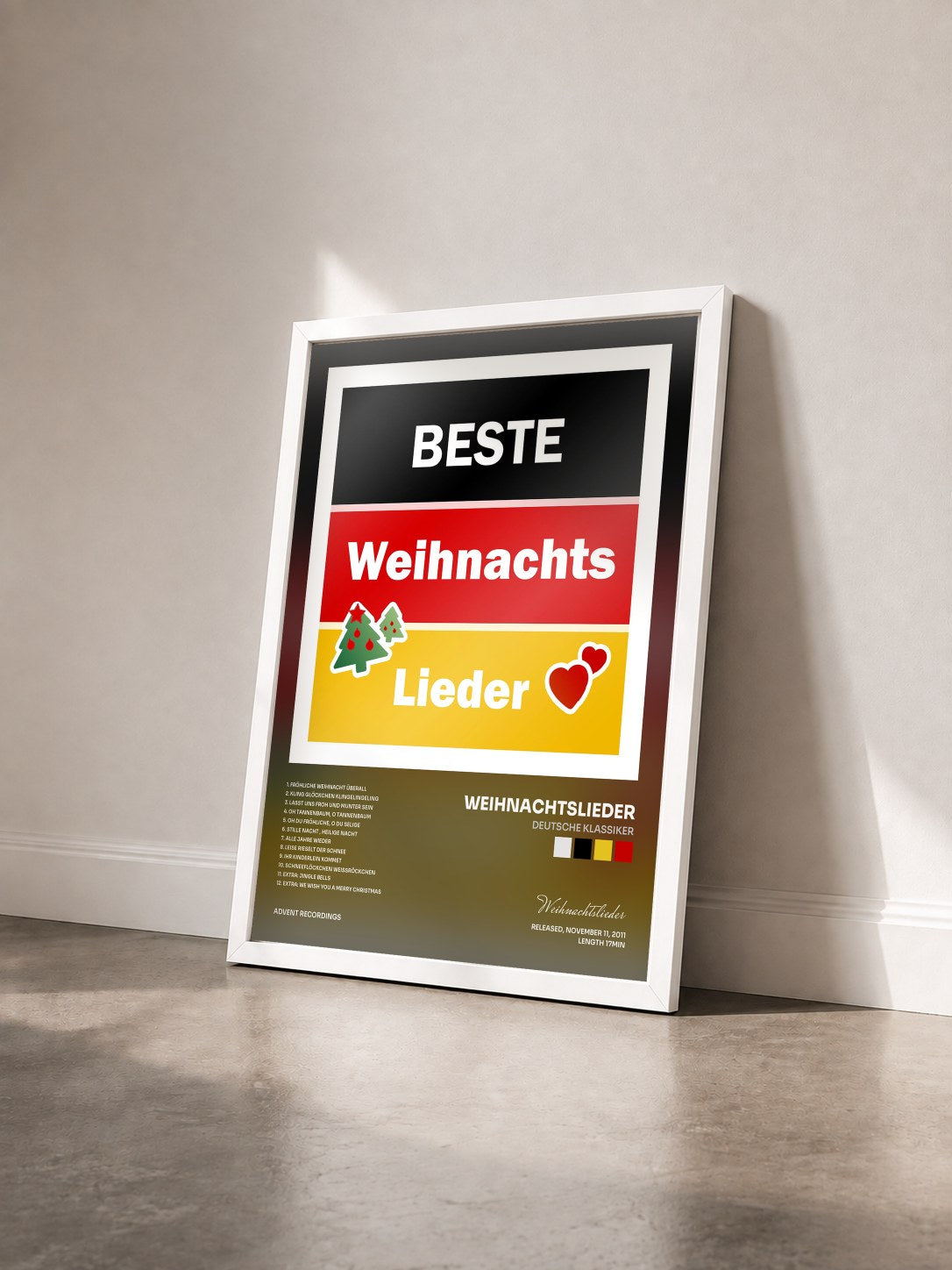 #blanc Tableau de l'album Deutsche Klassiker de Weihnachtslieder vu de trois quarts, cadre blanc