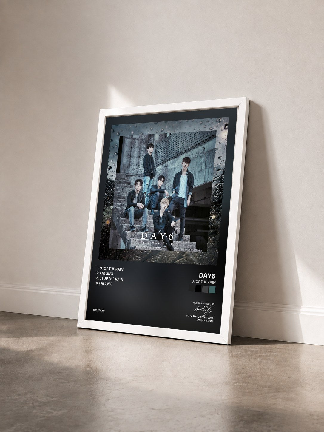 #blanc Tableau de l'album Stop The Rain de DAY6  vu de trois quarts, cadre blanc