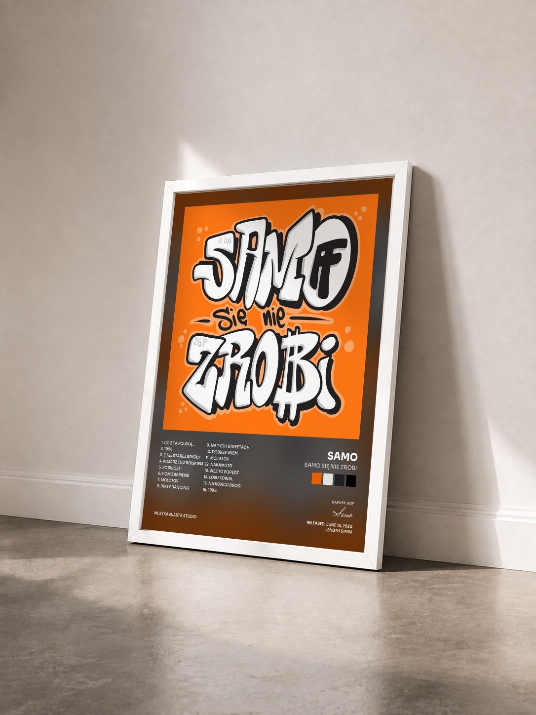 #blanc Tableau de l'album SAMO SIĘ NIE ZROBI de Samo vu de trois quarts, cadre blanc