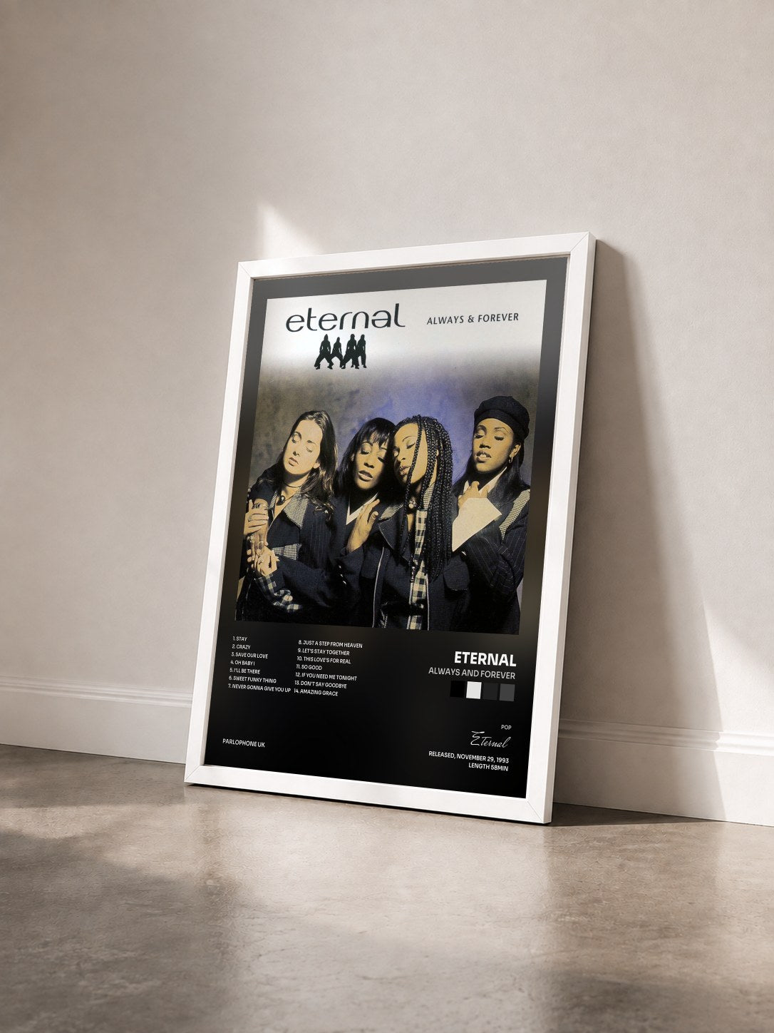 #blanc Tableau de l'album Always And Forever de Eternal vu de trois quarts, cadre blanc