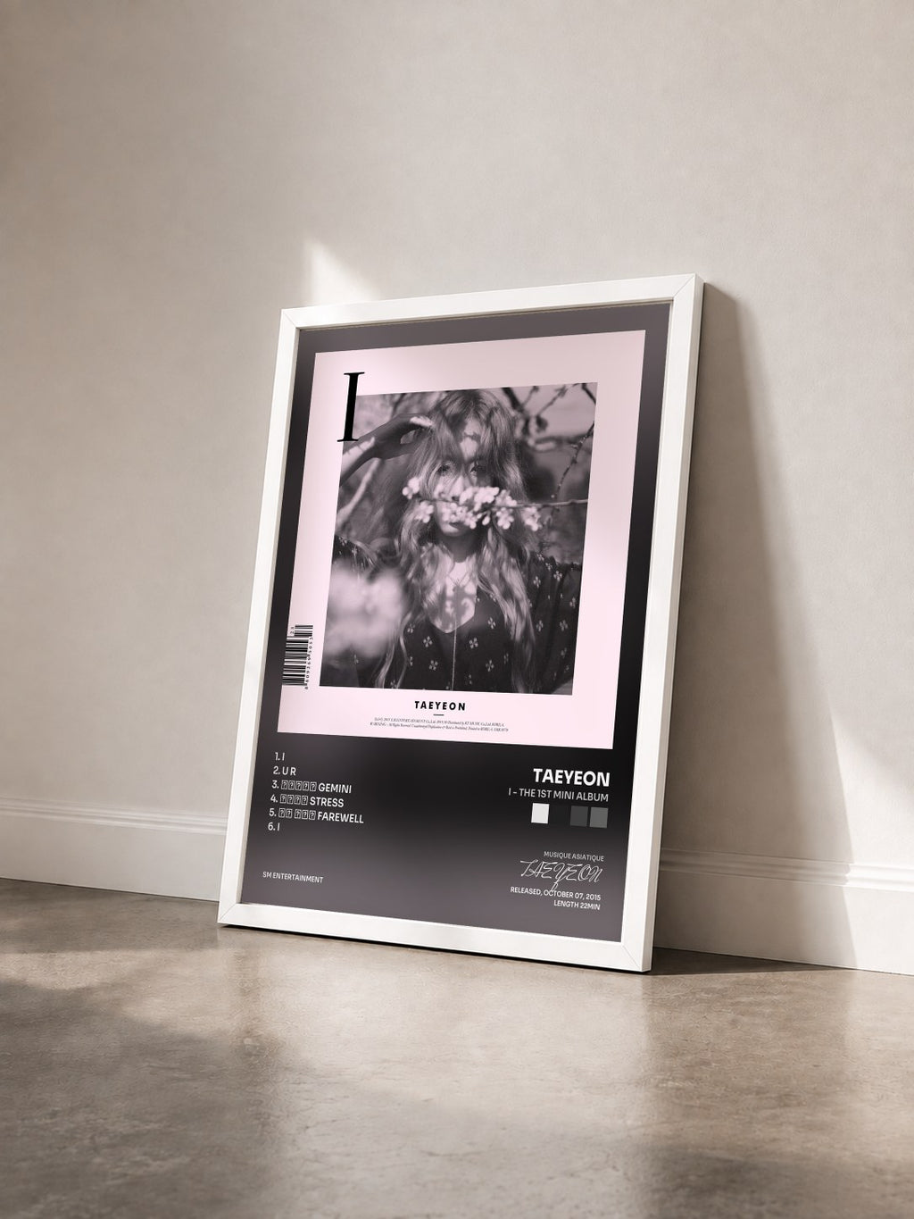 #blanc I - The 1st Mini Album by TAEYEON as a framed art print seen at an angle, white frame