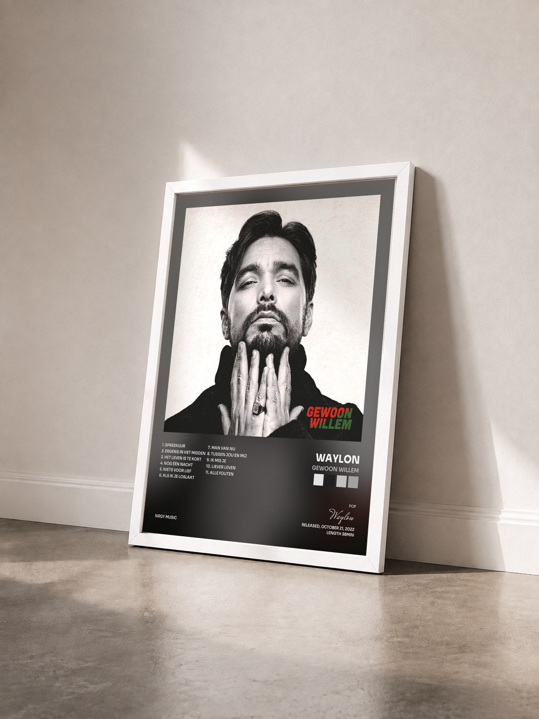 #blanc Tableau de l'album Gewoon Willem de Waylon vu de trois quarts, cadre blanc