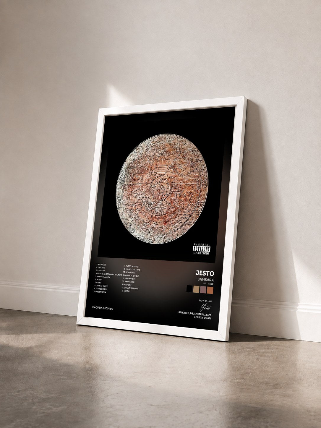 #blanc Tableau de l'album Samsara (Reloaded) de Jesto vu de trois quarts, cadre blanc