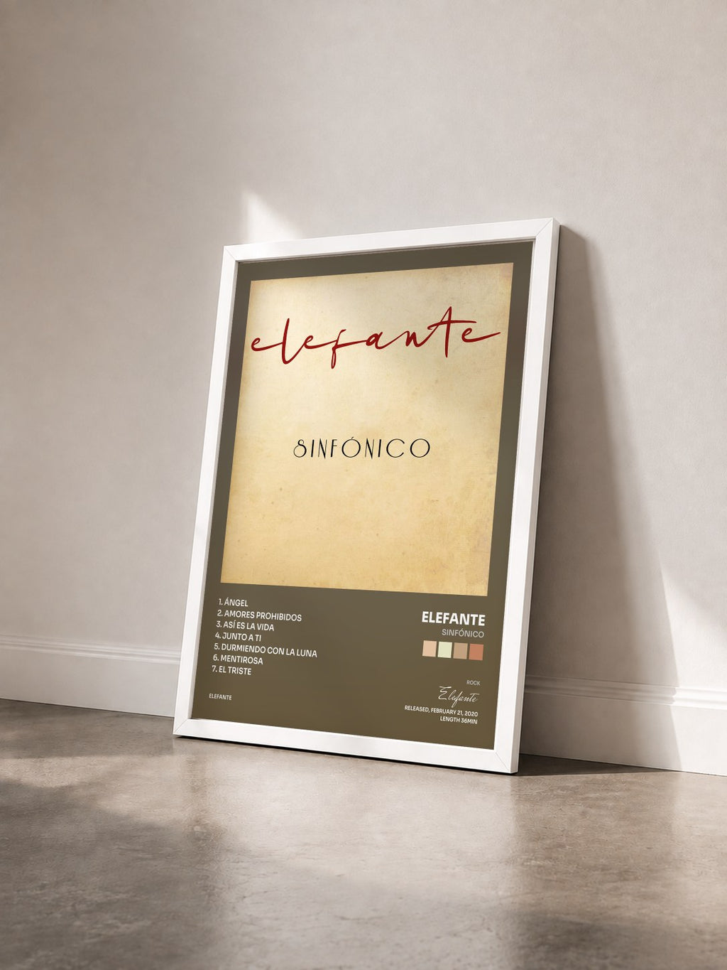 #blanc Sinfónico by Elefante as a framed art print seen at an angle, white frame