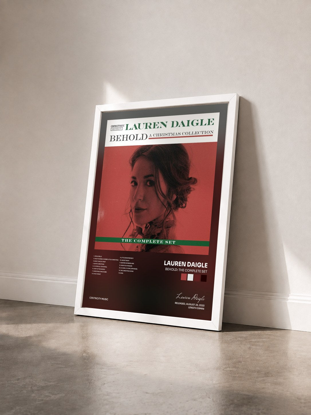 #blanc Tableau de l'album Behold: The Complete Set de Lauren Daigle vu de trois quarts, cadre blanc