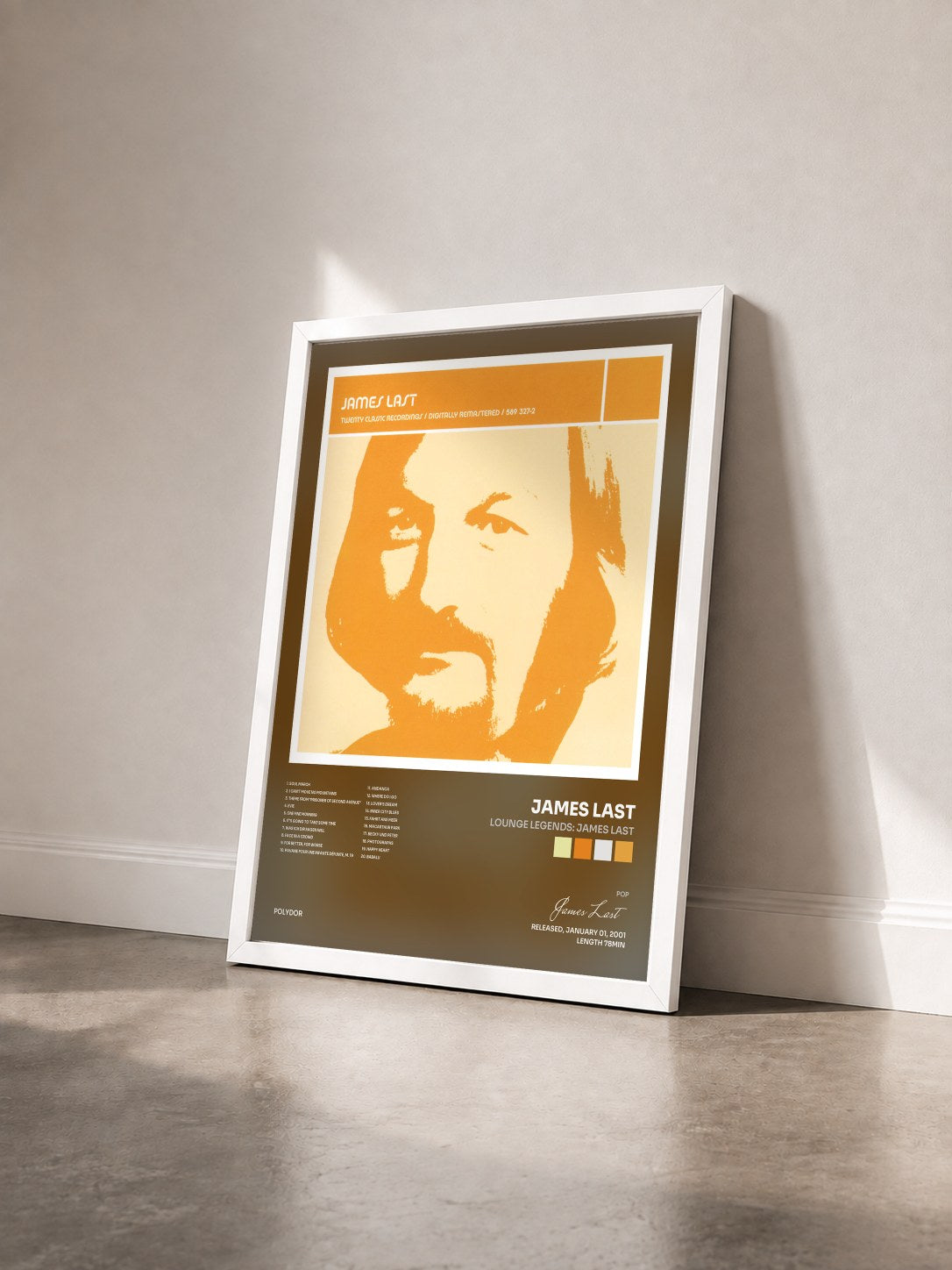#blanc Tableau de l'album Lounge Legends: James Last de James Last vu de trois quarts, cadre blanc