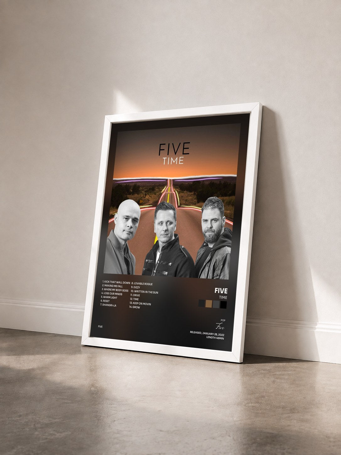 #blanc Tableau de l'album Time de Five vu de trois quarts, cadre blanc